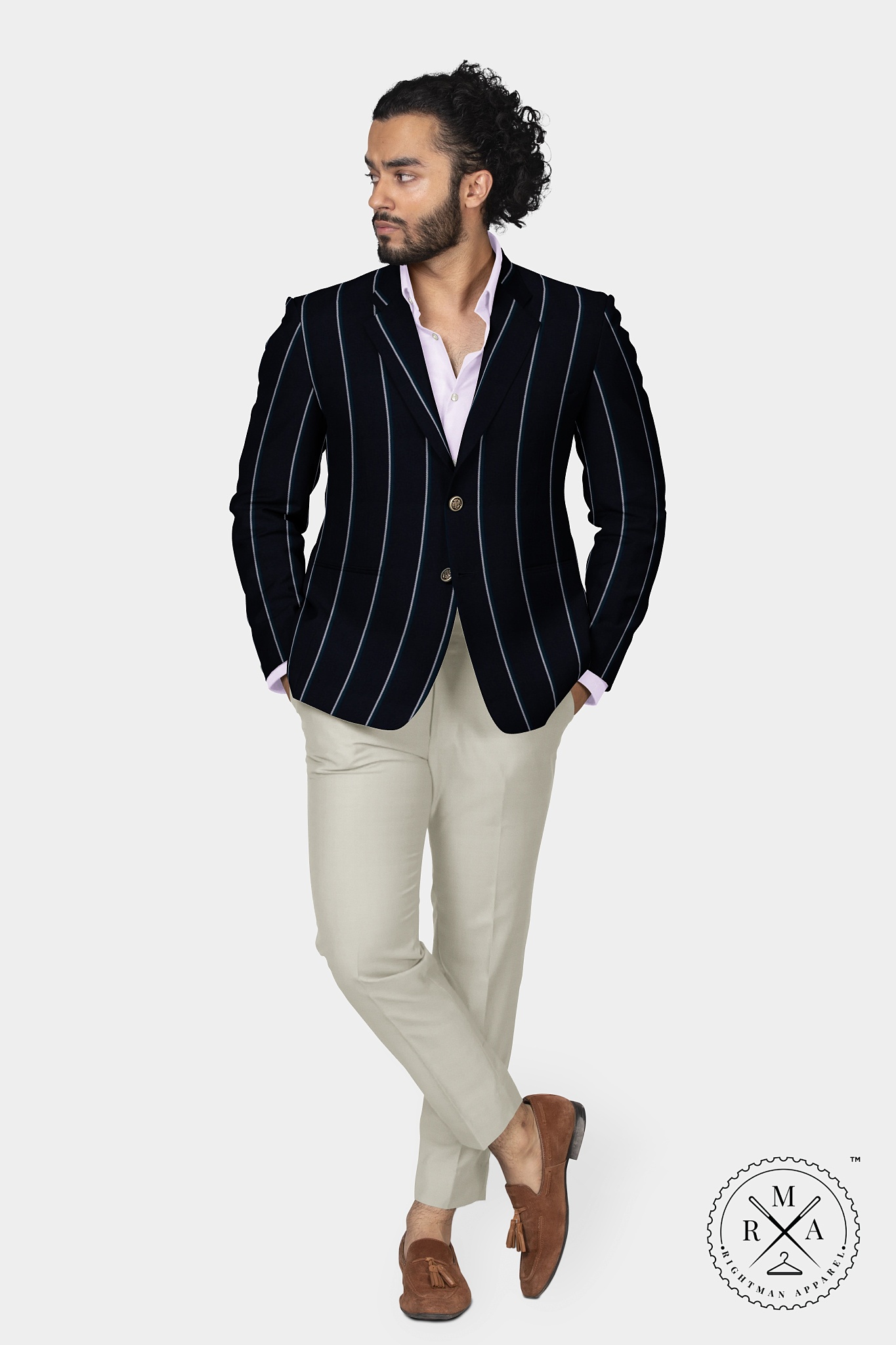 Navy Blue Pinstripe Blazer SU26